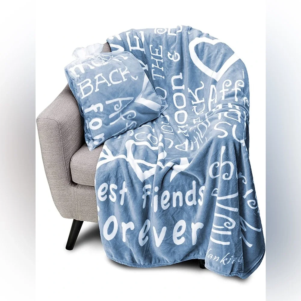 Friends I Love You Throw Blanket Perfect Heartfelt Gift (Baby Blue) - Picture 1 of 3